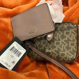 MWT DKNY Micro Mini Crossbody With Cardholder Bag. Brown with Mauve